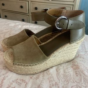 Marc Fisher Alida green espadrille wedges